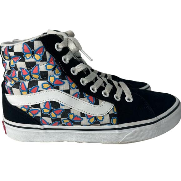 Vans Black and White High-Top Sneakers with Butterfly Design - Picture 3 of 9